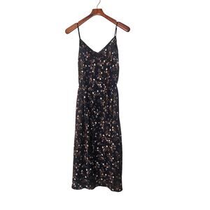 41 Hawthorn Maya Satin Navy Blue Floral Coquette Whimisigoth Midi Slip Dress